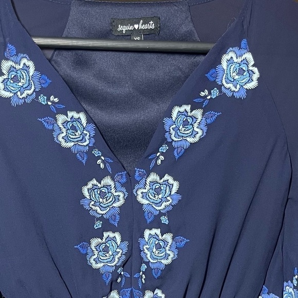 Sequin Hearts Blue Floral Boho Dress with Tassels in Women’s Size Extra Small - Picture 10 of 15